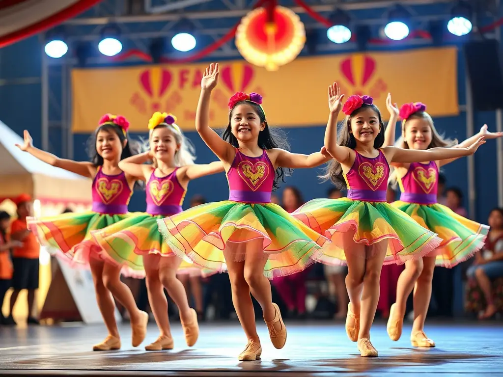 A group of twirlers participating in a team performance, demonstrating synchronization and teamwork.